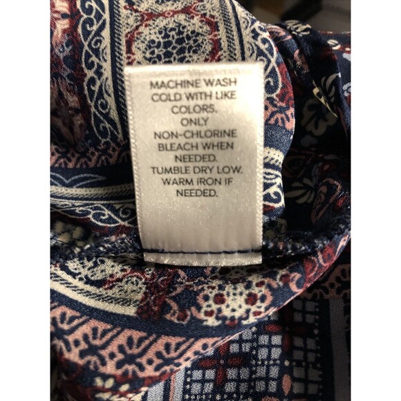 Westport Women Button-Down Shirt Medium Boho Patchwork shirt 3/4 Tie Sleeves - Picture 9 of 9